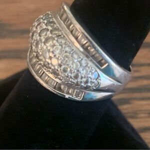 Estate 925 Silver & CZ Domed Ring Vintage